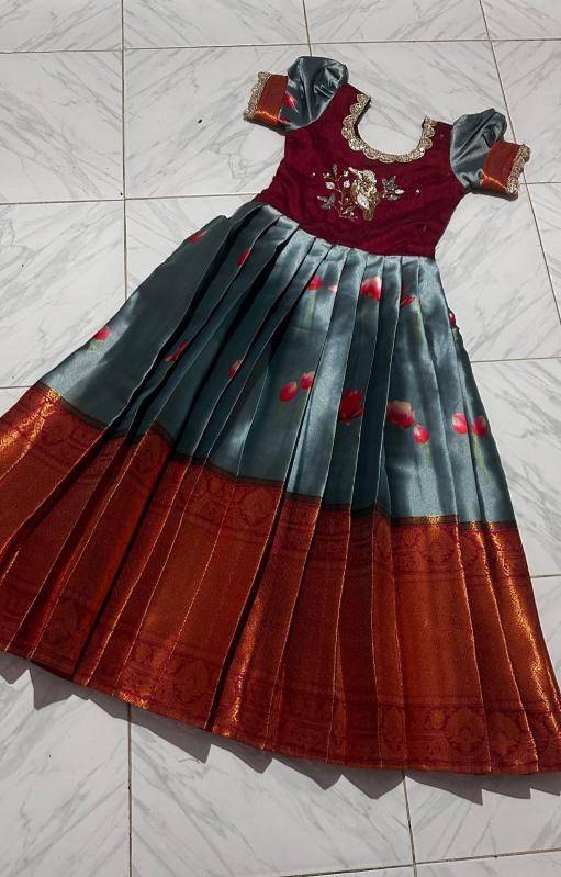 kids gown kanjivaram silk Kids clothing wholesale Surat
